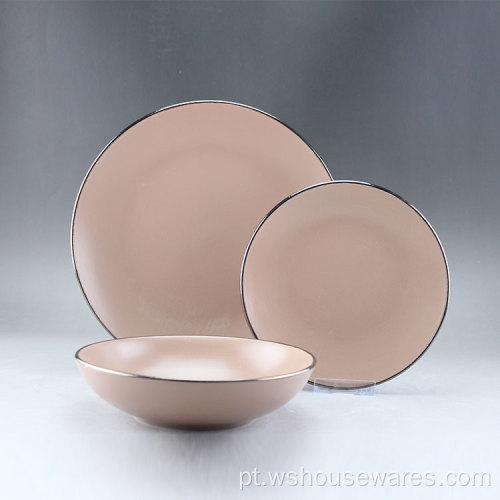 Hot Sale Stock Hotel Round Round Ceramic Dinnerware Conjunto